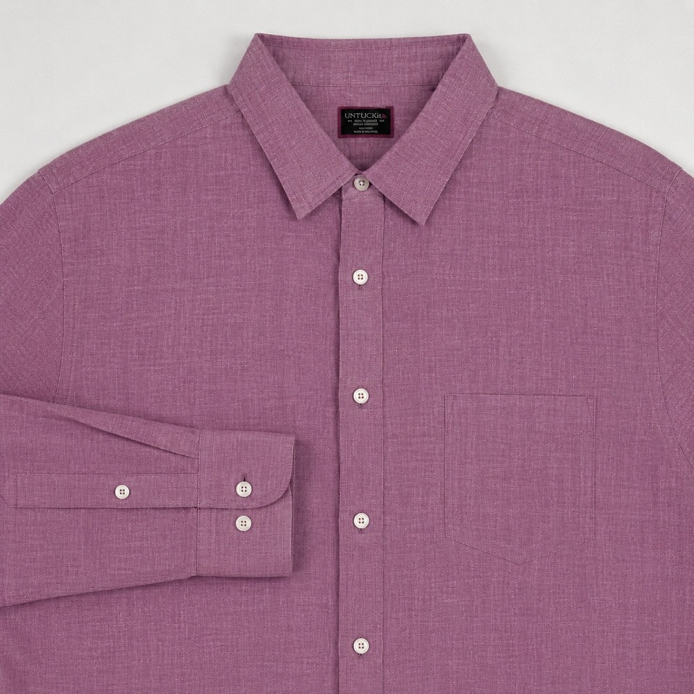 UNTUCKit Button Down Shirt Mens 3XL Linen Wrinkle Resistant‎ Plum Purple